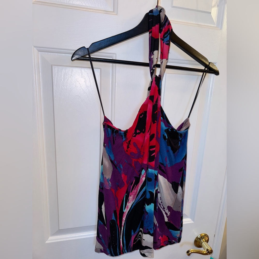 Express Multicolor Party Print Halter Top, Size XS - Picture 6 of 16
